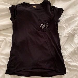 Black t with pocket that says “ugh” #mood